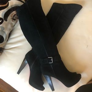 Paris Hilton Over the Knee Suede Leather Boots